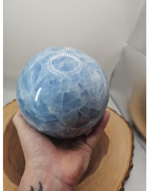 Load image into Gallery viewer, 9.17LB Natural Blue crystalThe bal Quartz carved crystal decoration healing
