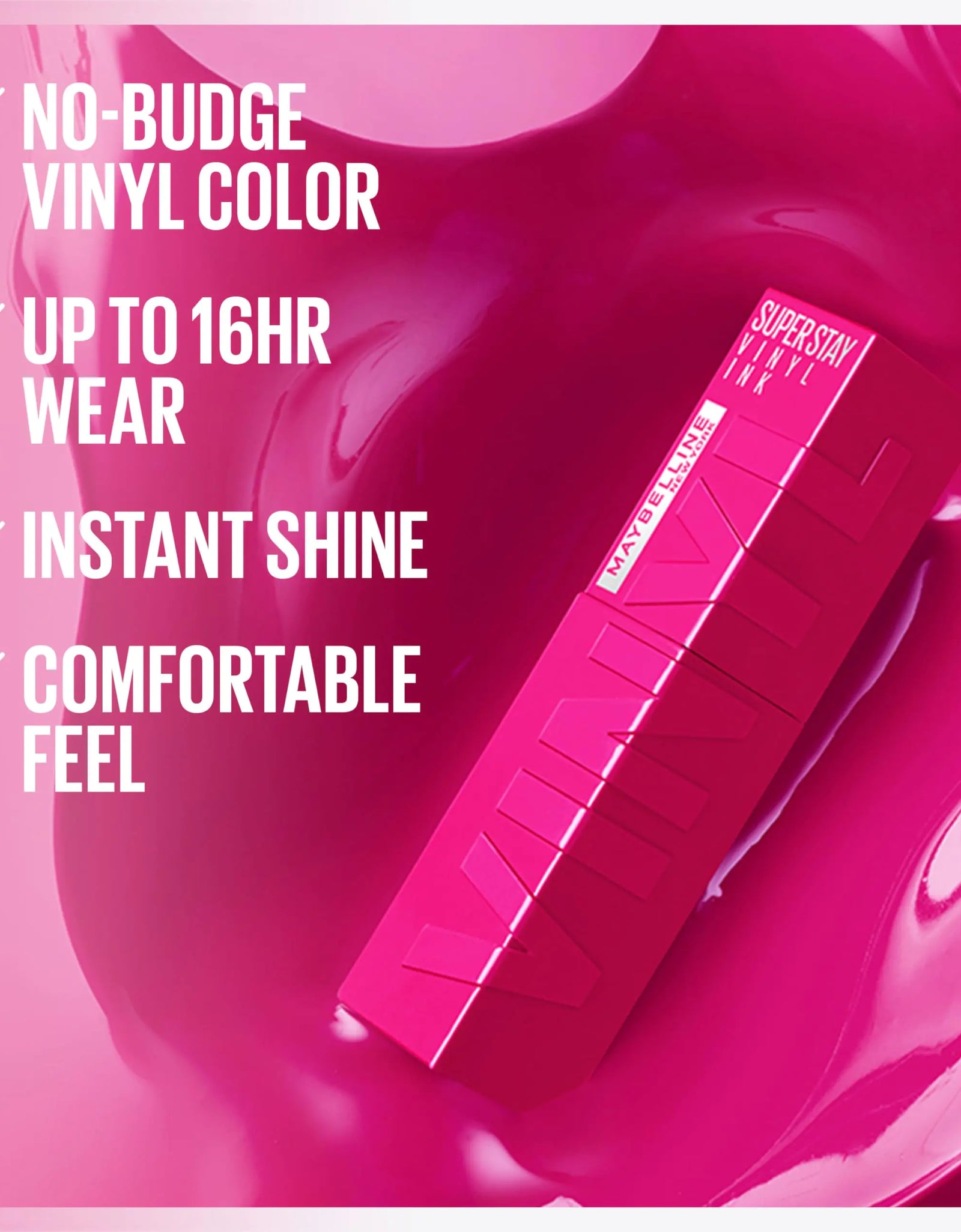 MAYBELLINE Super Stay Vinyl Ink Longwear No-Budge Liquid Lipcolor Make Up, Highly Pigmented Color and Instant Shine, Upbeat, 1 Count 155 UPBEAT 0.14 Fl Oz (Pack of 1)