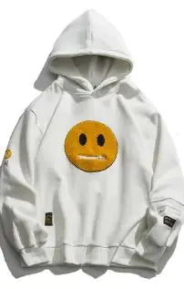 Load image into Gallery viewer, Smile Face Patchwork Hooded Sweatshirts
