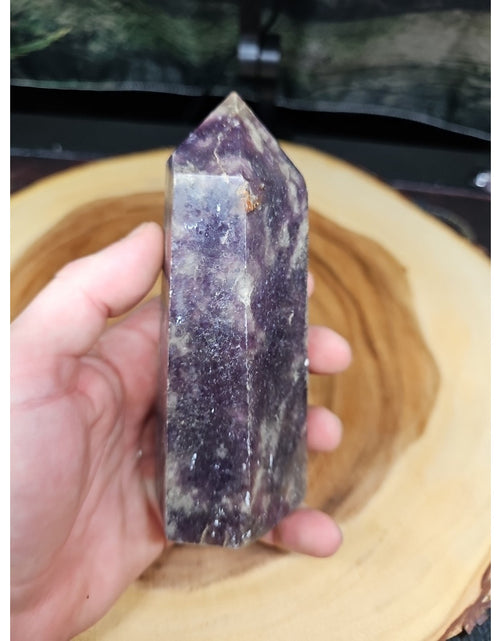 Load image into Gallery viewer, 1ea Natural Purple Mica Lepidolite Crystal Point Tower Africa 539g
