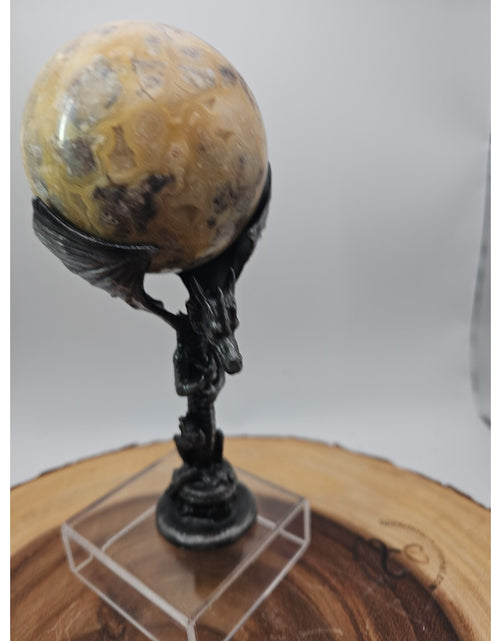 Load image into Gallery viewer, 1.13lb 72mm Crazy Lace Agate W/Dragon Stand
