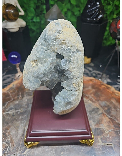 Load image into Gallery viewer, 4.02LB Natural Beautiful Blue Celestite Crystal Geode W/ Stand
