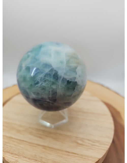 Load image into Gallery viewer, 1.46lb Natural Rainbow Fluorite Quartz Crystal Sphere Ball Polished
