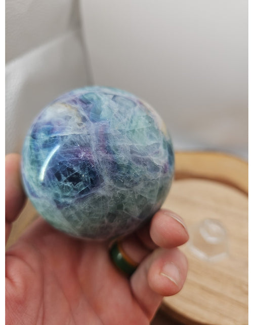 Load image into Gallery viewer, 1.46lb Natural Rainbow Fluorite Quartz Crystal Sphere Ball Polished
