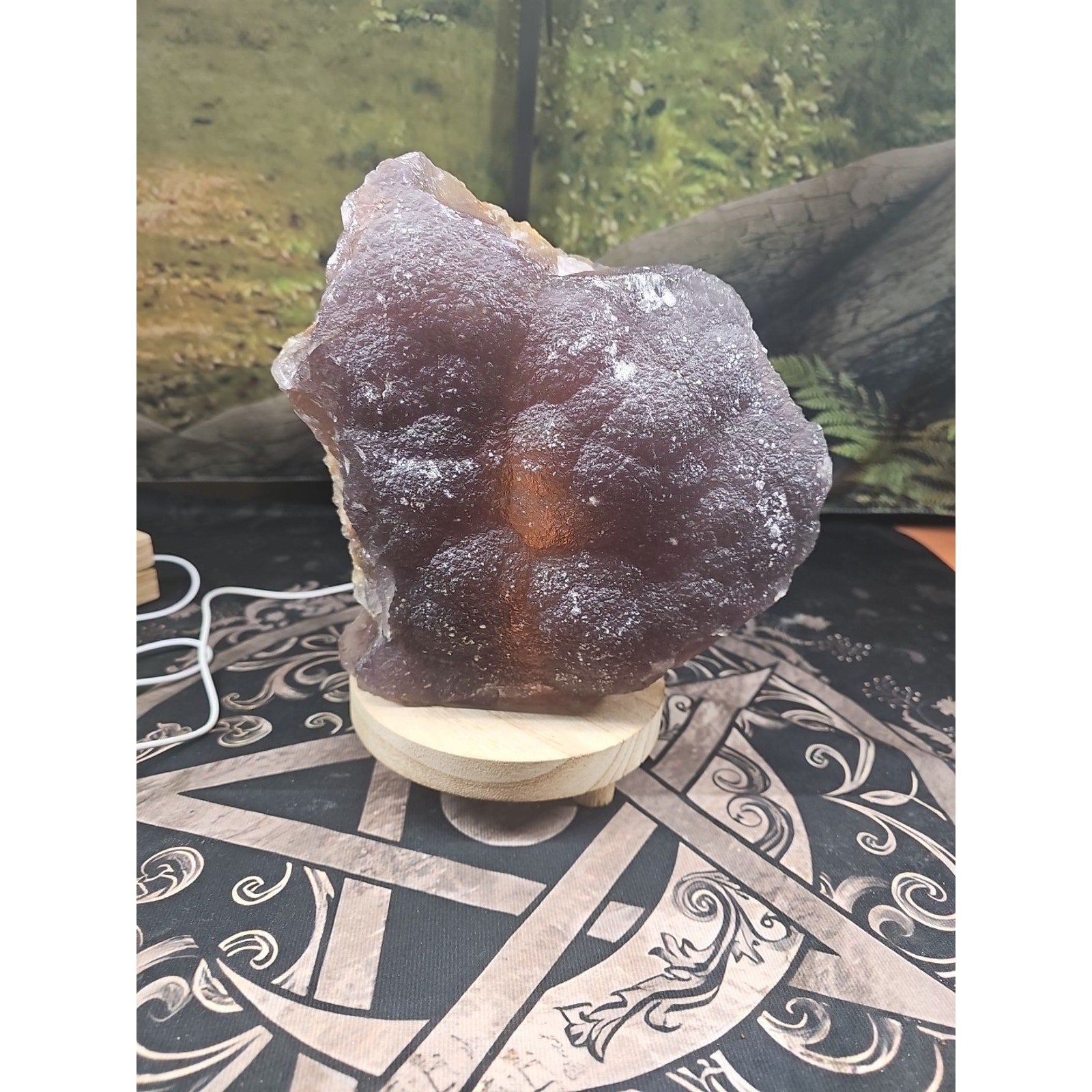 11.9LB Natural fluorite quartz crystal Cluster specimen W/led Back Light Stand