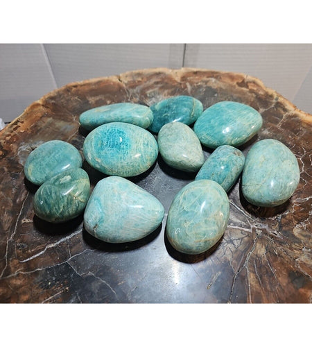 1Pcs Large Natural Green Amazonite Quartz Crystal Palm Stones Polished