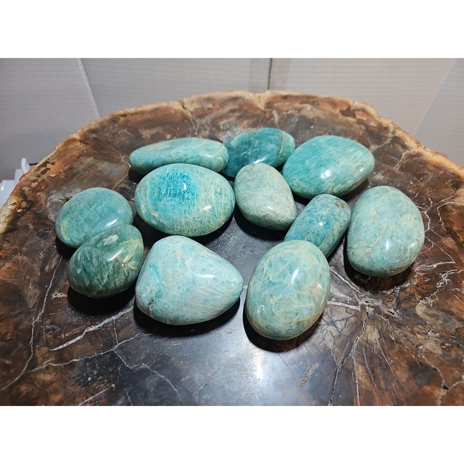 1Pcs Large Natural Green Amazonite Quartz Crystal Palm Stones Polished