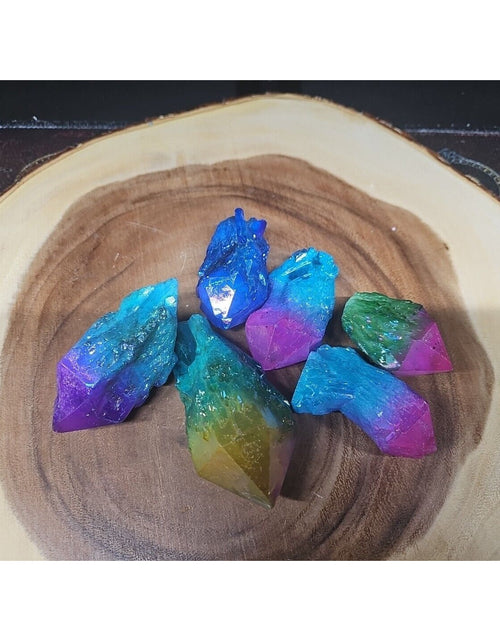 Load image into Gallery viewer, 6Pcs 1.41lbs Rainbow Aqua Aura Quartz Crystal Points Titanium Coating B2
