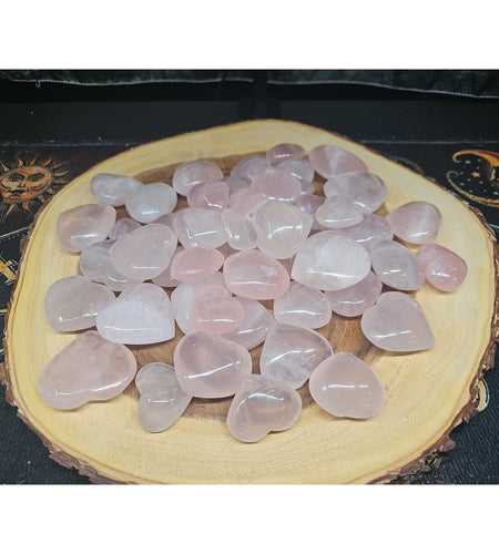 5Pcs Natural Pink Rose Quartz Crystal Heart Carved Palm Stone