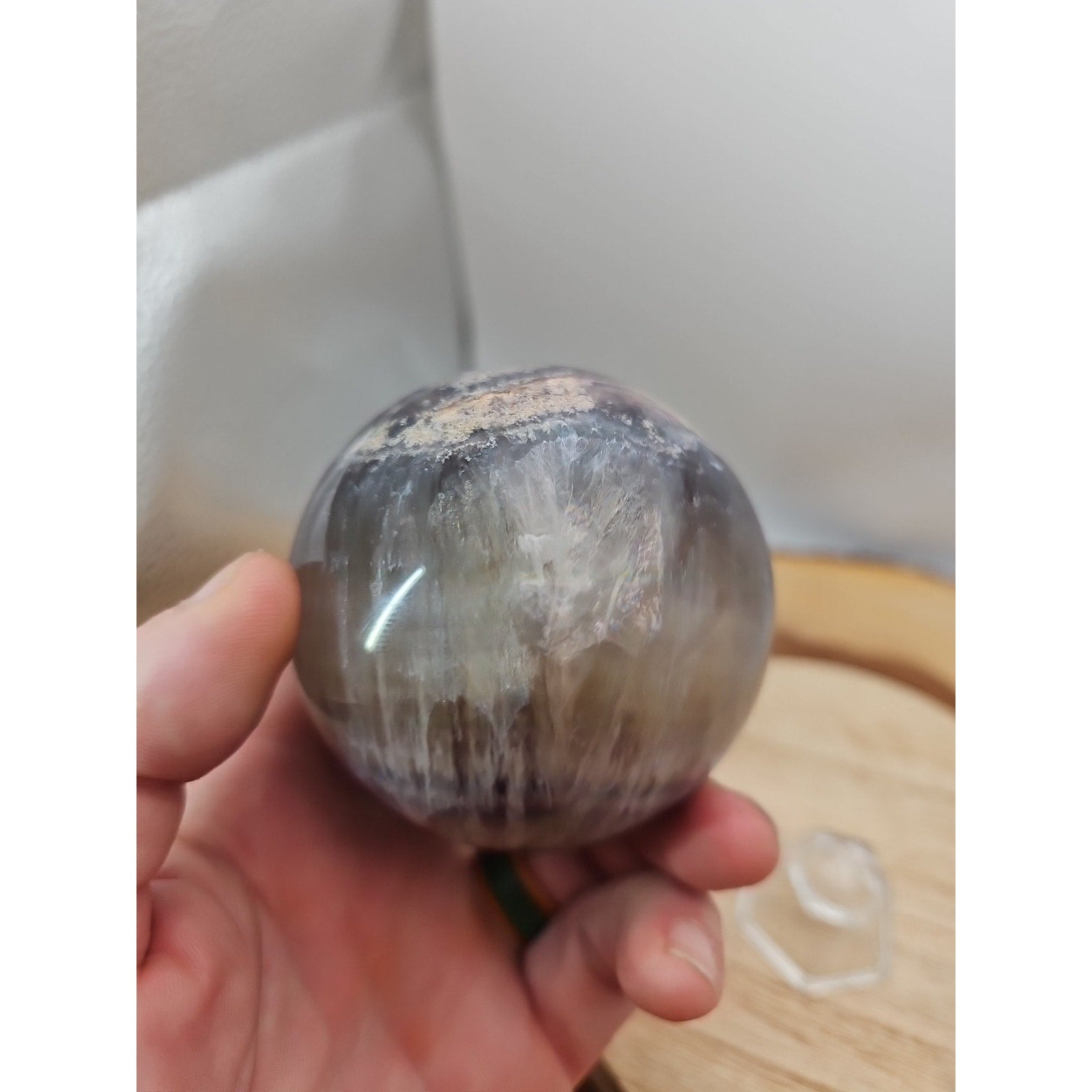 1.30lb Natural Rainbow Fluorite Quartz Crystal Sphere Ball Polished