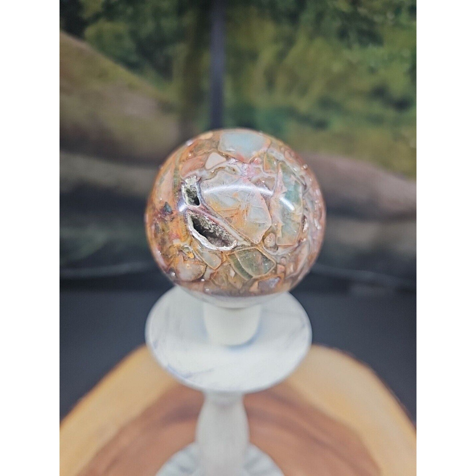 Ocean Jasper Agate Sphere 64mm W/Stand