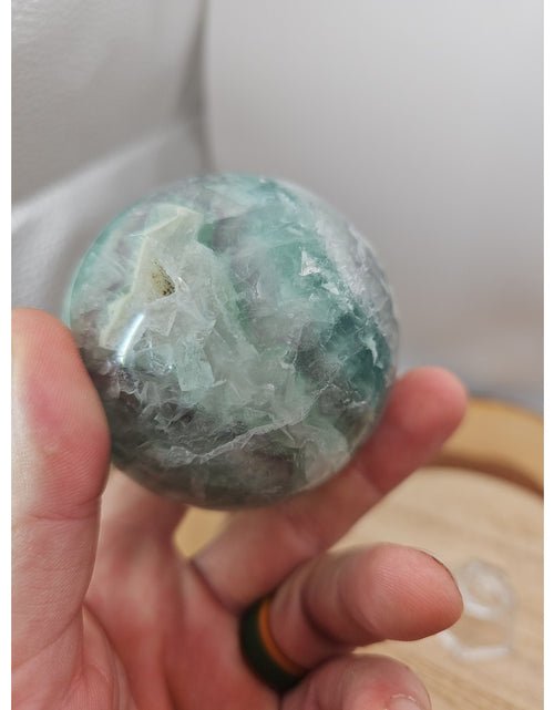 Load image into Gallery viewer, 1.16lb Natural Rainbow Fluorite Quartz Crystal Sphere Ball Polished
