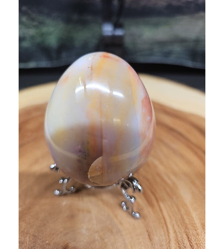 Ocean Jasper Egg Caramel Agate W/Stand 274grams