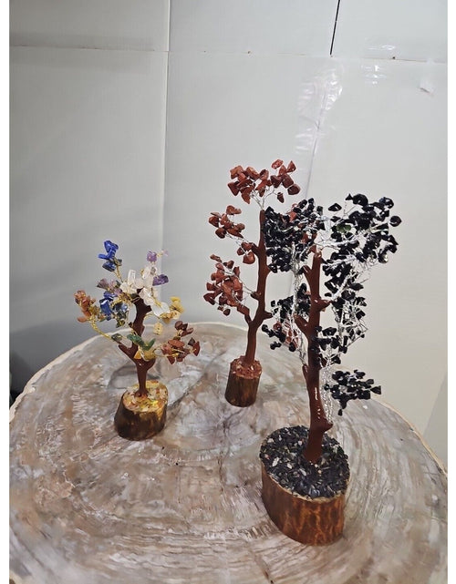 Load image into Gallery viewer, 3 Pcs 300 Carnelian+Amethyst+Crystal Gemstones Golden Branches Bonsai Tree
