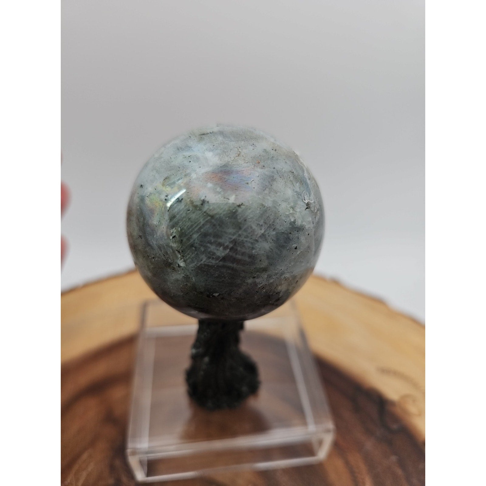 Rainbow Labradorite Sphere .45lb 53mm W/Dragon Stand