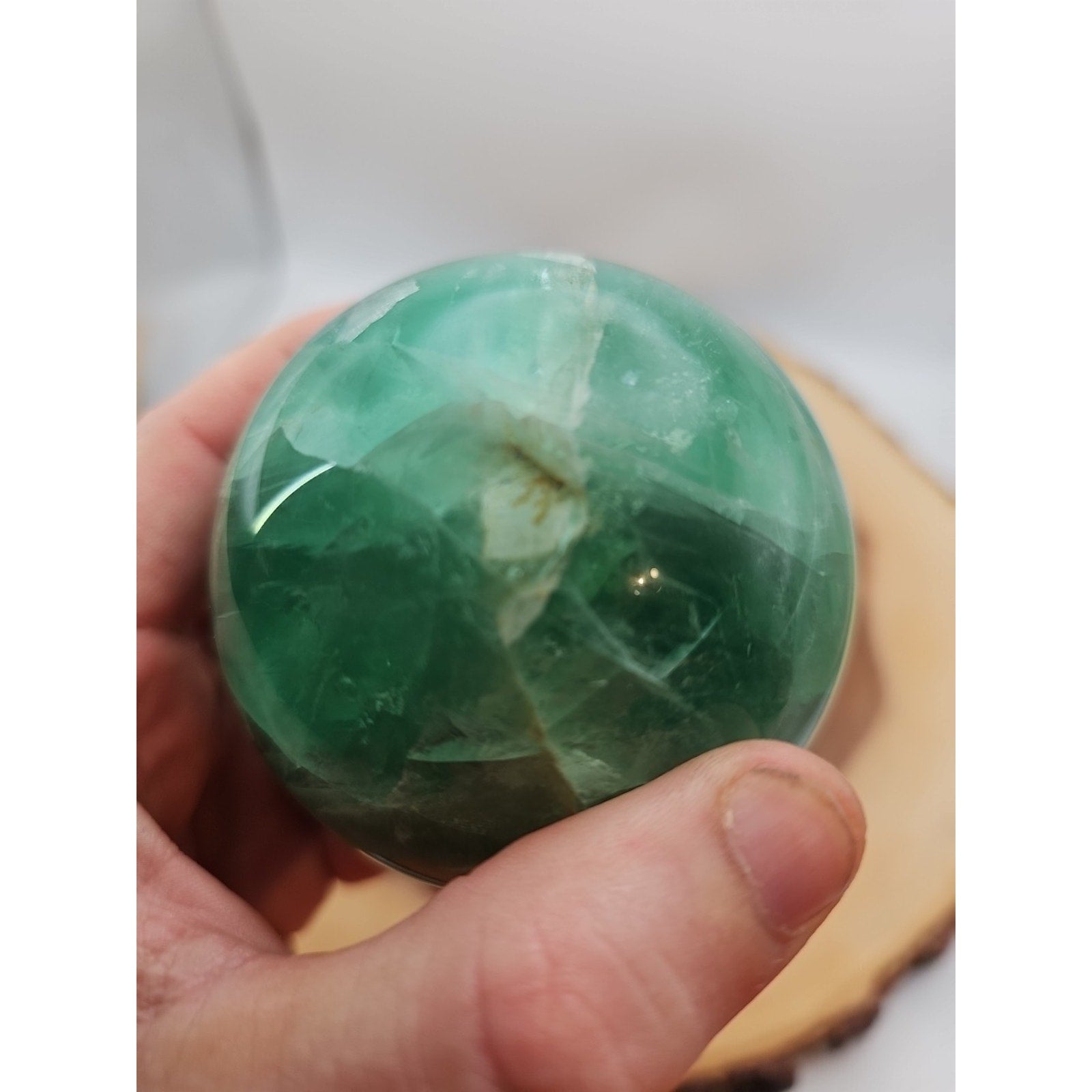 1.59lb Natural Rainbow Fluorite Quartz Crystal Sphere Ball Polished