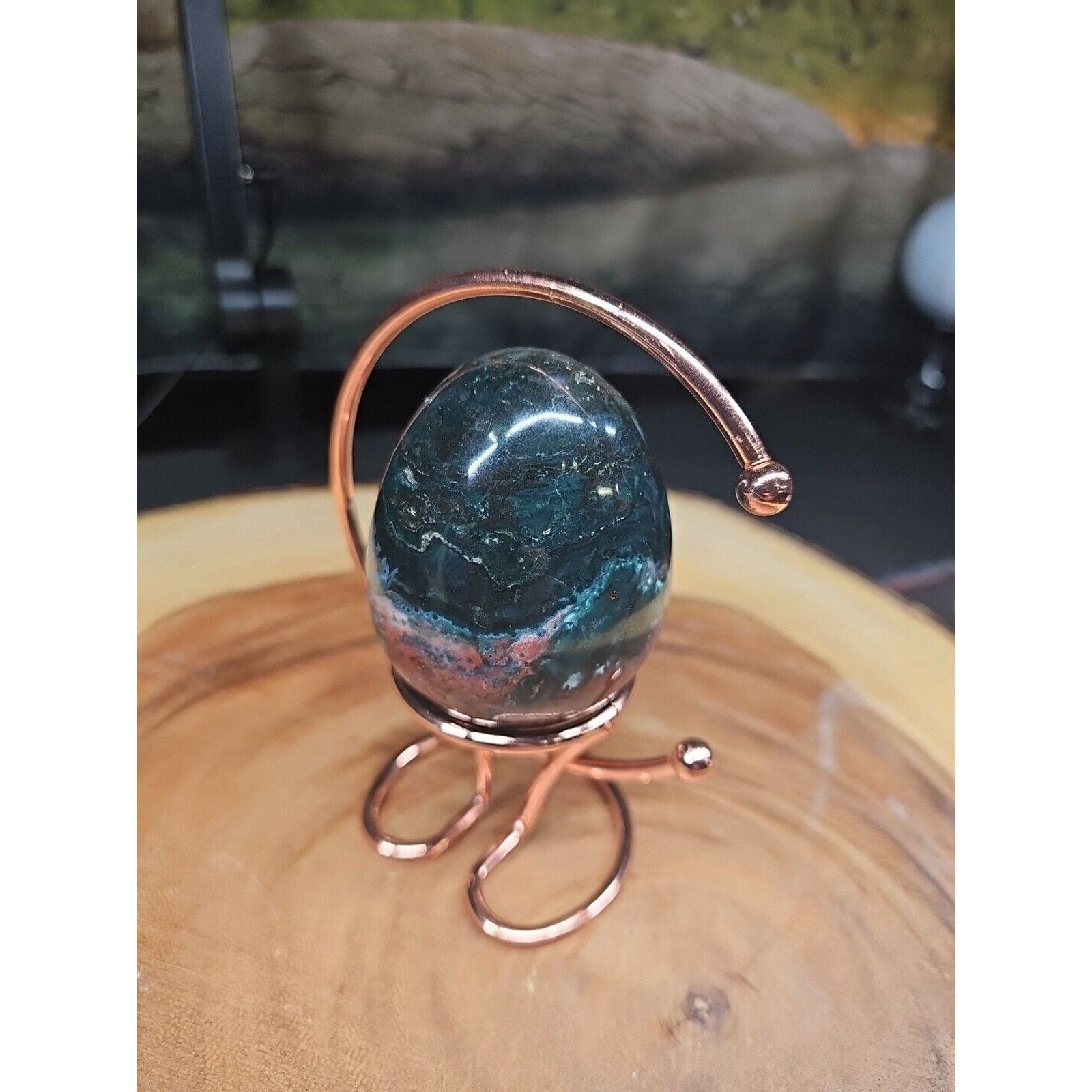 Ocean Jasper Agate Egg 289g W/Stand