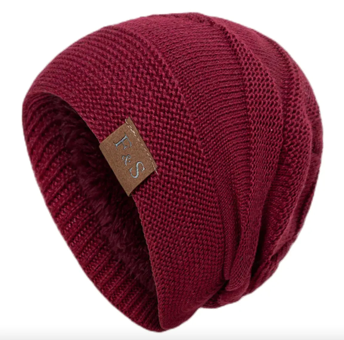 Fleece-Lined Wool Knit Winter Hat