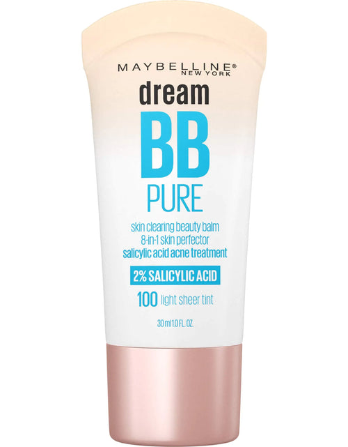 Load image into Gallery viewer, Maybelline Dream Pure Skin Clearing BB Cream, 8-in-1 Skin Perfecting Beauty Balm With 2% Salicylic Acid, Sheer Tint Coverage, Oil-Free, Light, 1 Count 1 Fl Oz (Pack of 1) 100 LIGHT
