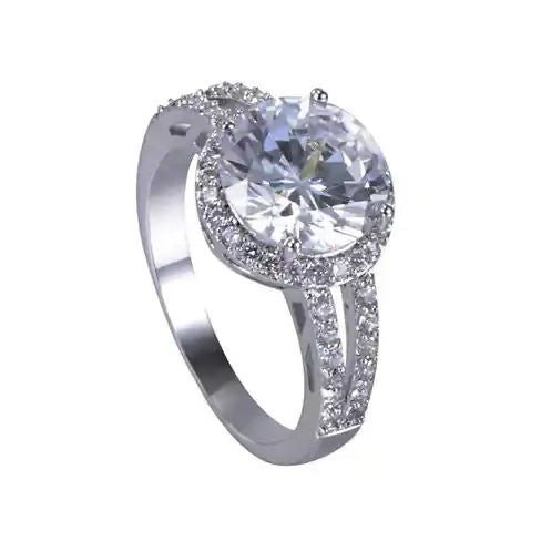 Love Struck Diamond Crystals Platinum Plated Halo Ring