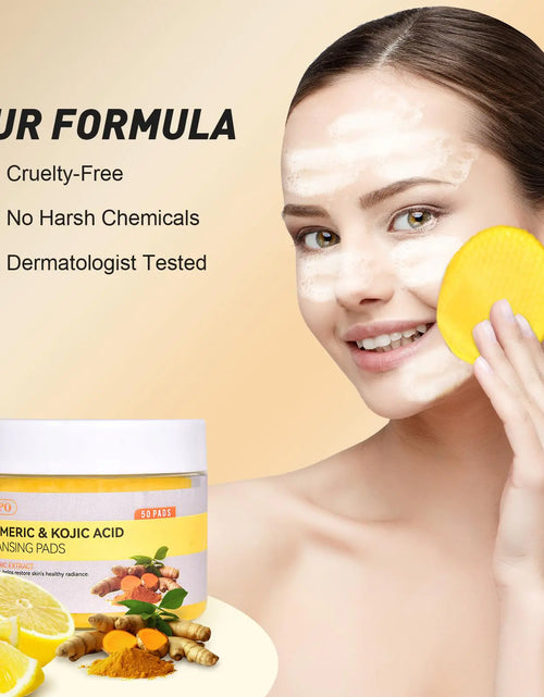 Load image into Gallery viewer, Kojic Acid and Turmeric Cleansing Pads, 50 Pcs, for Face Cleansing and Exfoliation
