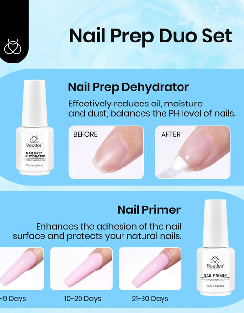 Load image into Gallery viewer, Beetles 20ml Nail Dehydrator and Primer, Large Capacity Acid Free Natural Nail Prep Dehydrate and Primer, Acrylic Nail Dehydrator and Primer for UV Gels Superior Nail Bond Professional Salons Set 0-0-20ml Nail Dehydrator and Primer Kit
