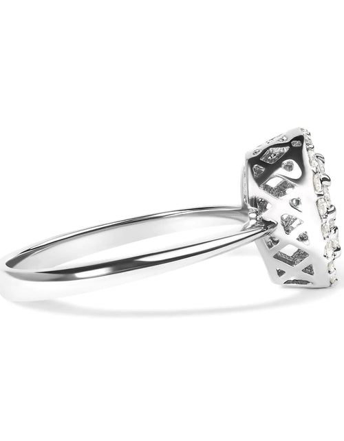 Load image into Gallery viewer, .925 Sterling Silver 3/8 Cttw Lab Grown Diamond Cluster and Halo Pear Promise Ring (G-H Color, VS2-SI1 Clarity) - Size 7
