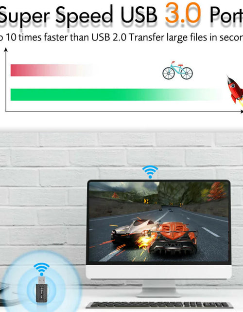 Load image into Gallery viewer, 1300Mbps USB3.0 Wireless WiFi Adapter Dongle Dual Band 5G/2.4G Desktop Laptop PC
