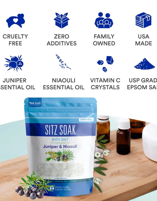 Load image into Gallery viewer, Sitz Bath Soak 2-Lbs Sitz Salt Epsom Salt Hemorrhoid Soothing with Pure Essential Oils in BPA Free Pouch with Press-Lock Seal Made in USA 2 Pound (Pack of 1)
