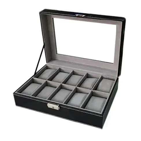 Load image into Gallery viewer, WATCH VALET Glass Top Watch Boxes For Collection Of 6 or 10 Watches
