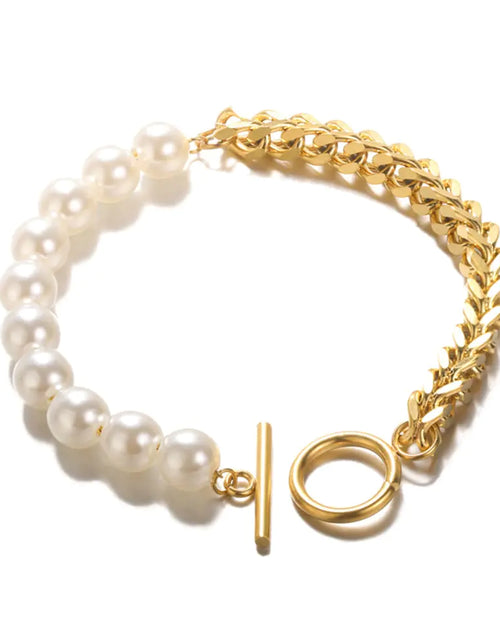 Load image into Gallery viewer, Half Pearl OT Buckle Bracelet Design Jewelry
