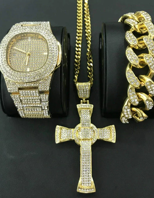 Load image into Gallery viewer, Luxury Hip Hop Diamond Cross Jewelry Combo Set
