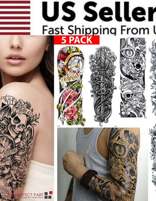 Load image into Gallery viewer, 5Pcs Large Temporary Body Art Arm Tattoo Sticker Sleeve Man Women Waterproof USA
