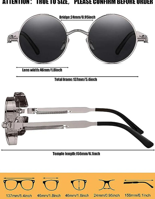 Load image into Gallery viewer, Retro Round Polarized Sunglasses Men Women Vintage Gothic Steampunk Glasses
