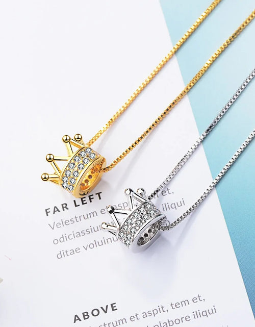 Load image into Gallery viewer, Princess Crown CZ Pendant Necklace: Unique Fine Jewelry for Women
