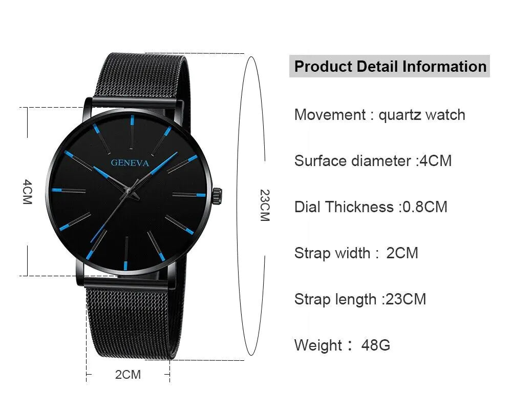 Waterproof Men's Watch Stainless Steel Quartz Luminous Classic Watches Business