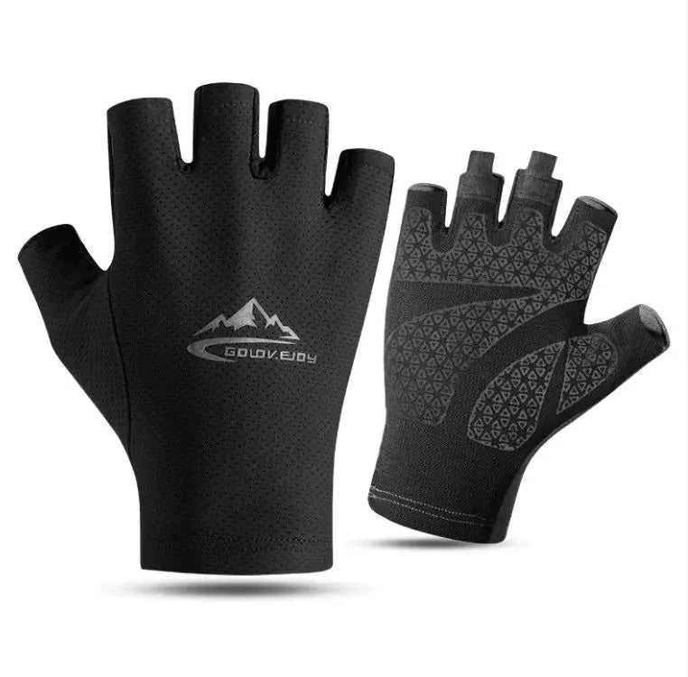 Ice Silk Sunscreen Palm Microfiber Non-slip Wear-resistant High Elastic Men's Gloves