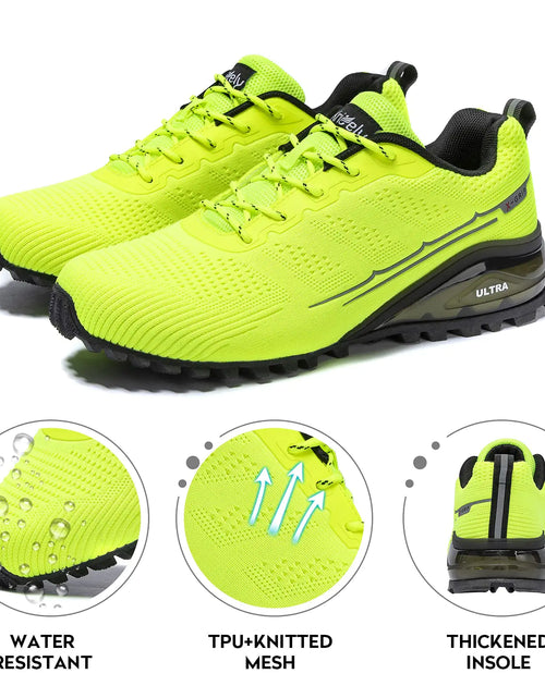 Load image into Gallery viewer, Kricely Men&#39;s Trail Running Shoes Fashion Walking Hiking Sneakers for Men Tennis Cross Training Shoe Outdoor Snearker Mens Casual Workout Footwear 7.5 Fluorescent Green
