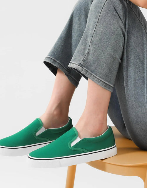 Load image into Gallery viewer, Women&#39;s Slip on Shoes Canvas Sneakers Loafers Non Slip Shoes Low Top Casual Shoes 9.5 Dark Green
