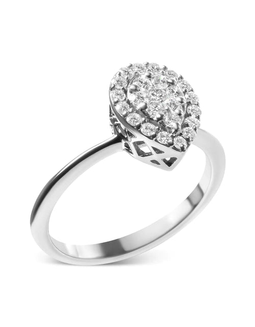 Load image into Gallery viewer, 10K White Gold 3/8 Cttw Round-Cut Lab Grown Diamond Cluster Pear Promise Ring (G-H Color, VS2-SI1 Clarity)
