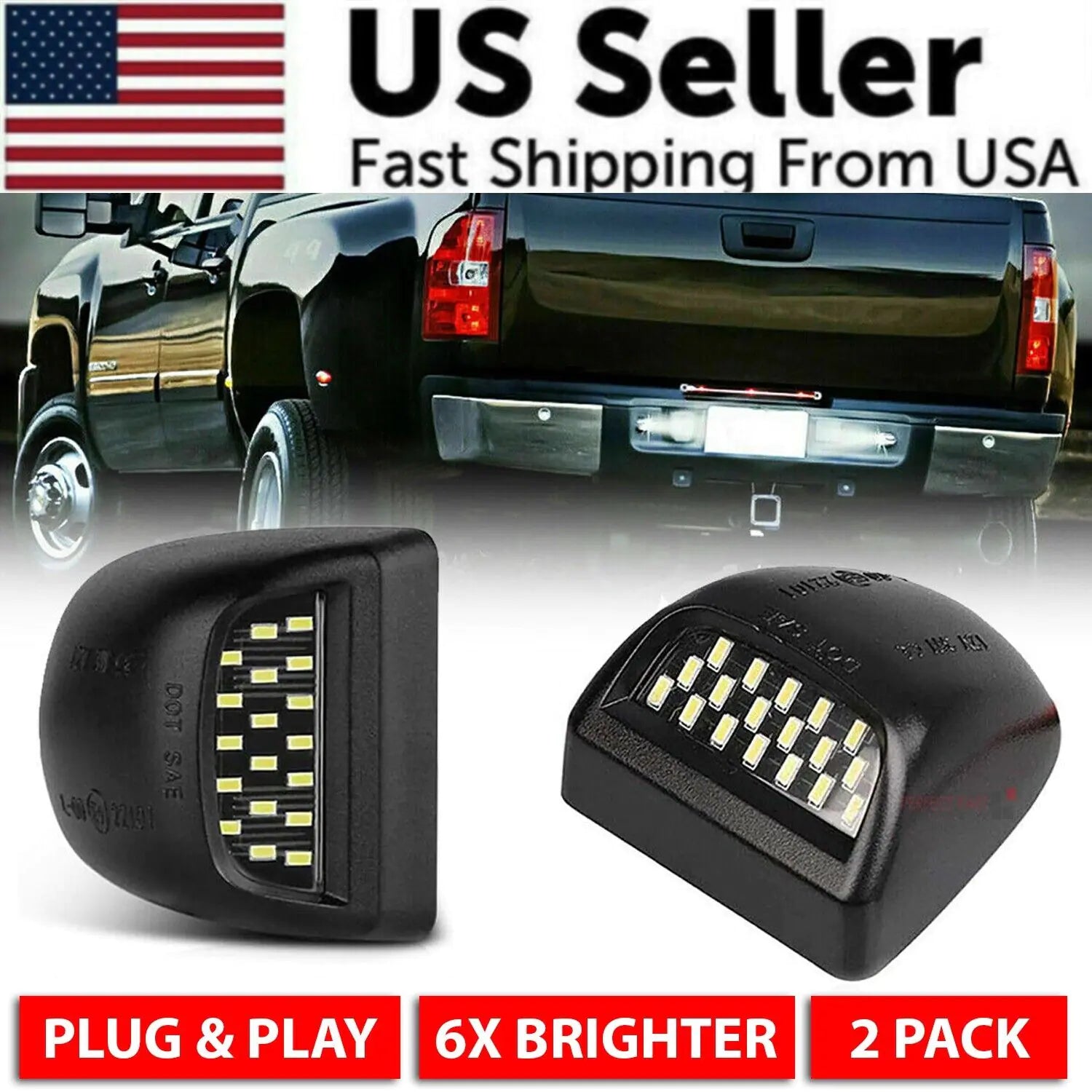 For Chevy Silverado Avalanche 1999-2013 BRIGHT SMD LED License Plate Lights Lamp