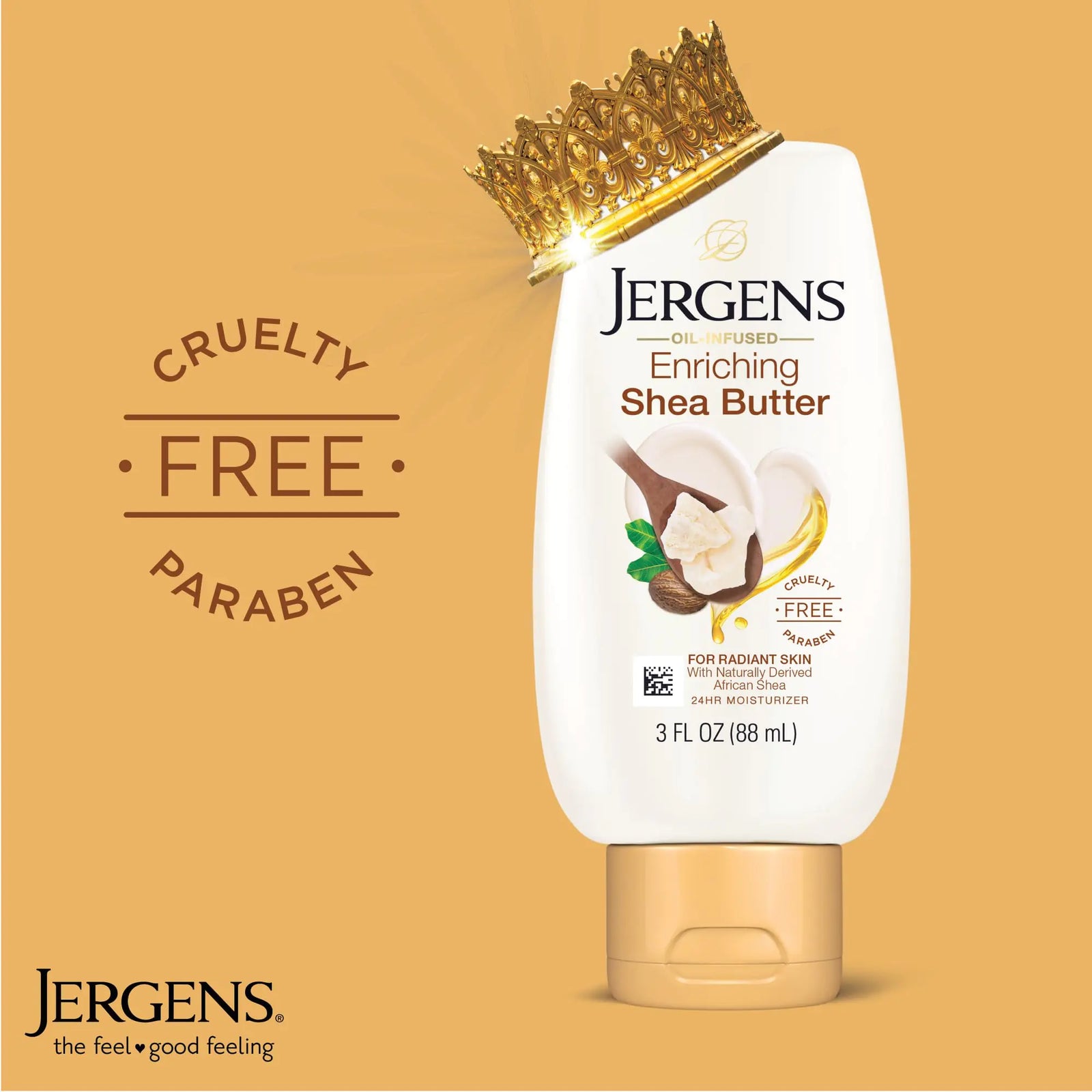 Jergens, Hand and Body Lotion, Shea Butter Deep Conditioning Moisturizer, 3X More Radiant Skin, with Pure Shea Butter, Dermatologist Tested, 3 Oz, Pack of 8 3 Ounce (Pack of 8)