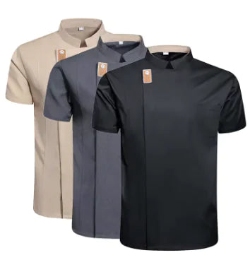 Load image into Gallery viewer, Black Chef Jacket Short Sleeve Kitchen Uniform
