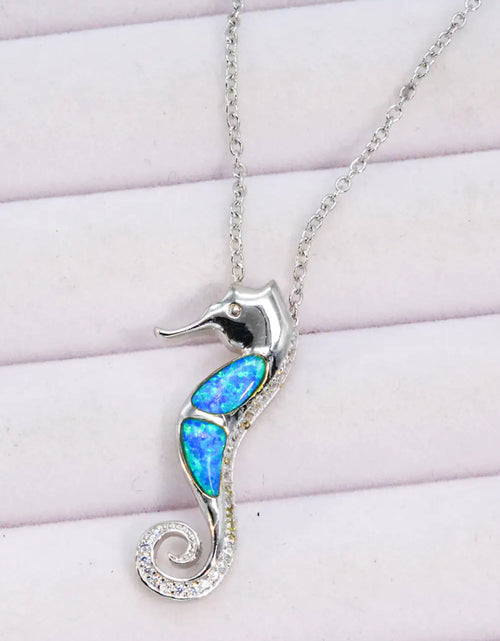 Load image into Gallery viewer, Opal Seahorse 925 Sterling Silver Necklace
