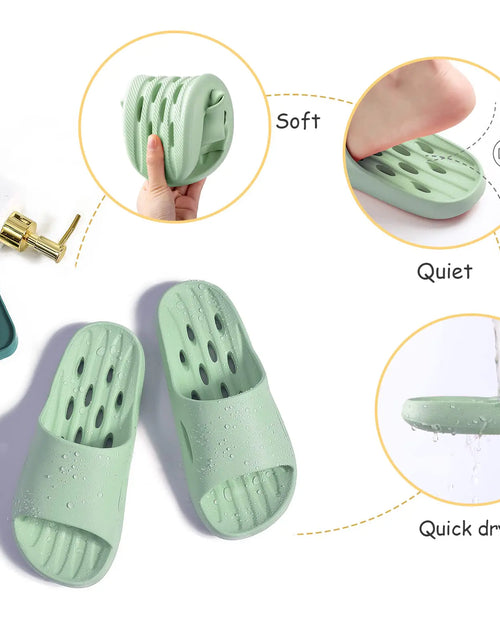 Load image into Gallery viewer, Mens Shower Shoes With Holes Dry Quickly Bath Slippers Womens Non Slip Indoor Home Bedroom Pool Spa Guest College Dorm A-green 9-10 Wide Women/8-8.5 Men
