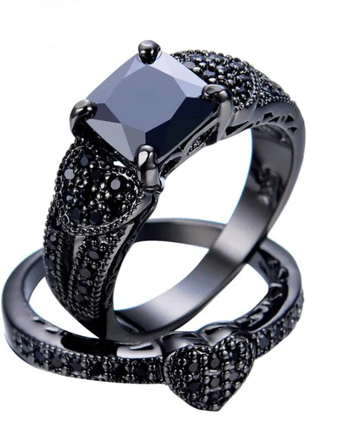 Load image into Gallery viewer, Black Gold Filled Jewelry Zircon Ring
