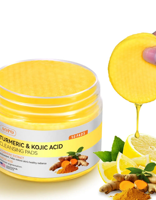 Load image into Gallery viewer, Kojic Acid and Turmeric Cleansing Pads, 50 Pcs, for Face Cleansing and Exfoliation
