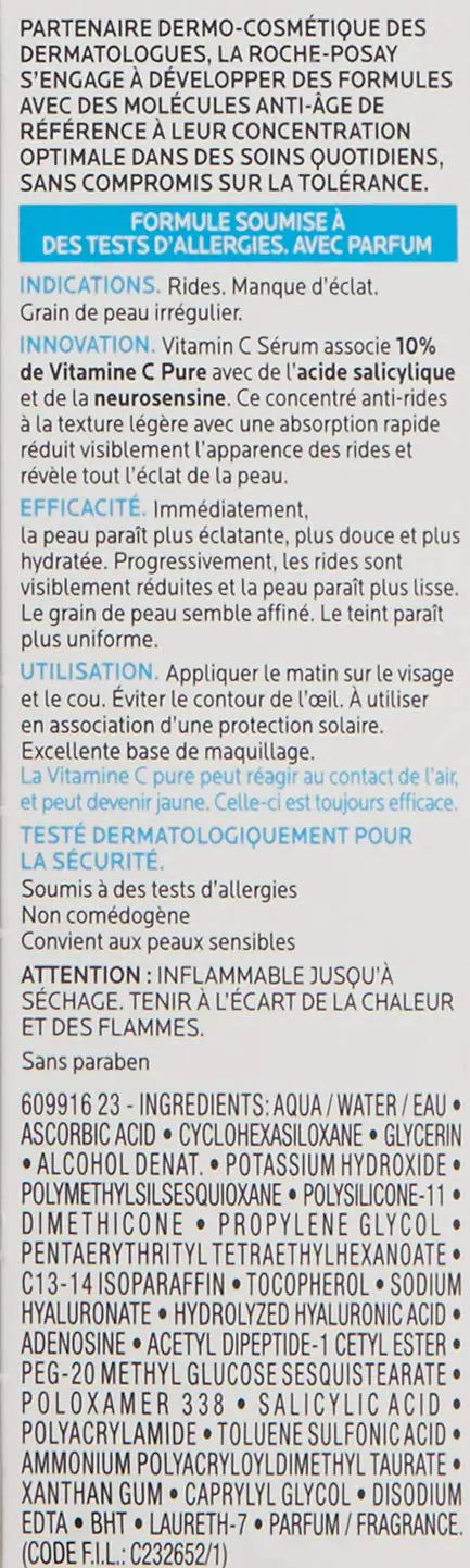 La Roche-Posay Pure Vitamin C Face Serum with Hyaluronic Acid & Salicylic Acid, Anti Aging Face Serum for Wrinkles & Uneven Skin Texture to Visibly Brighten & Smooth. Suitable for Sensitive Skin