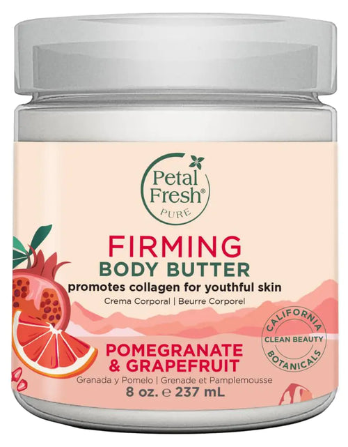 Load image into Gallery viewer, Petal Fresh Pure Firming Pomegranate &amp; Grapefruit Body Butter, Organic Coconut Oil, Argan Oil, Shea Butter, Promotes Collagen, For All Skin Types, Natural Ingredients, Vegan and Cruelty Free, 8 oz 8 Fl Oz (Pack of 1)
