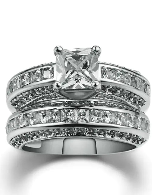 Load image into Gallery viewer, Jubilee Set of 2 Stacking Rings In Pure Crystal Love On Platinum Plating
